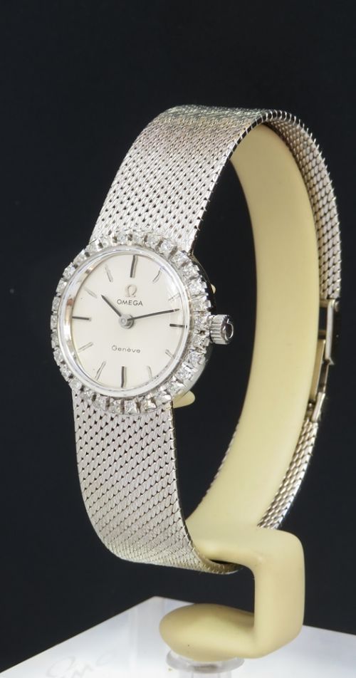 fig 1. STUNNING SOLID 18CT WHITE GOLD AND DIAMONDS OMEGA LADIES COCKTAIL WATCH C1964
