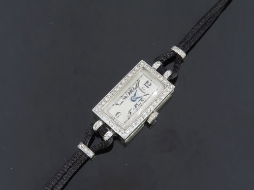 fig 6. WONDERFUL OMEGA PLATINUM AND DIAMOND ART DECO LADIES COCKTAIL WATCH WITH BOX C1935