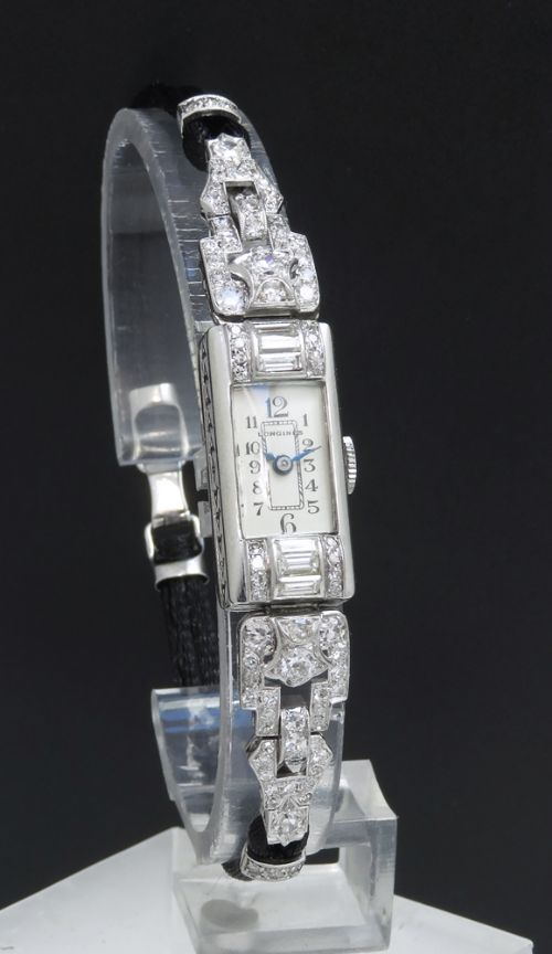 fig 3. BEAUTIFUL LONGINES PLATINUM AND DIAMOND ART DECO LADIES COCKTAIL WATCH C1950