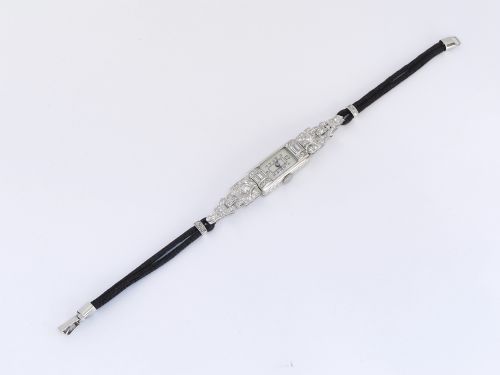 fig 6. BEAUTIFUL LONGINES PLATINUM AND DIAMOND ART DECO LADIES COCKTAIL WATCH C1950