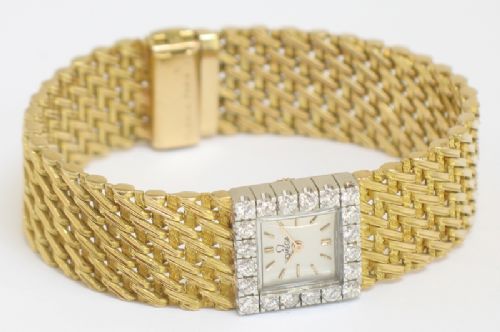 fig 7. STUNNING HEAVY SOLID 18CT 18K GOLD AND DIAMOND OMEGA LADIES WATCH C1966