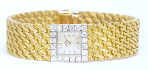 fig 8. STUNNING HEAVY SOLID 18CT 18K GOLD AND DIAMOND OMEGA LADIES WATCH C1966