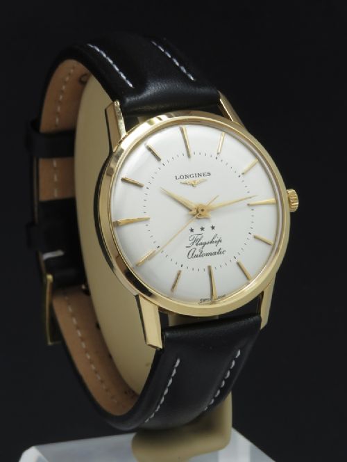 fig 2. RARE SOLID 18CT 18K LONGINES FLAGSHIP AUTOMATIC CALIBRE 340 MENS VINTAGE WATCH C1960