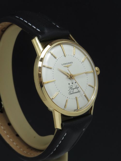 fig 3. RARE SOLID 18CT 18K LONGINES FLAGSHIP AUTOMATIC CALIBRE 340 MENS VINTAGE WATCH C1960