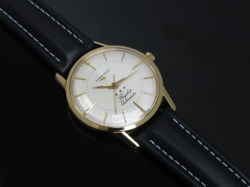 fig 5. RARE SOLID 18CT 18K LONGINES FLAGSHIP AUTOMATIC CALIBRE 340 MENS VINTAGE WATCH C1960