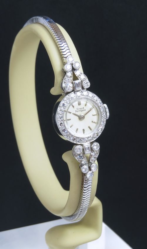 fig 2. Wonderful Girard Perregaux platinum and diamond ladies cocktail watch c1950