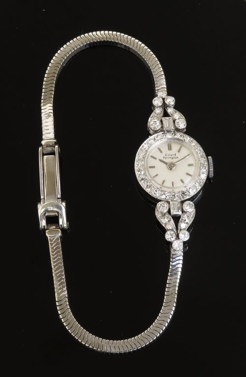 fig 3. Wonderful Girard Perregaux platinum and diamond ladies cocktail watch c1950