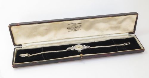 fig 6. Wonderful Girard Perregaux platinum and diamond ladies cocktail watch c1950