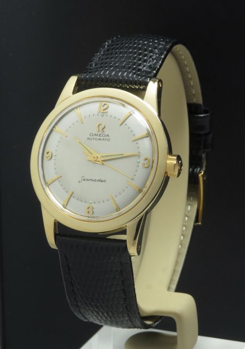Solid 18ct 18k Gold Omega Seamaster Bumper Automatic Mens Vintage Watch C1954