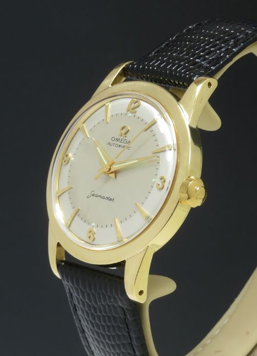 fig 2. SOLID 18CT 18K GOLD OMEGA SEAMASTER BUMPER AUTOMATIC MENS VINTAGE WATCH C1954