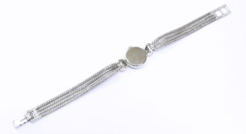 fig 4. Mint With Original Box Omega Solid 18ct 18k White Gold and Diamond Sapphette Ladies Cocktail Watch c1962