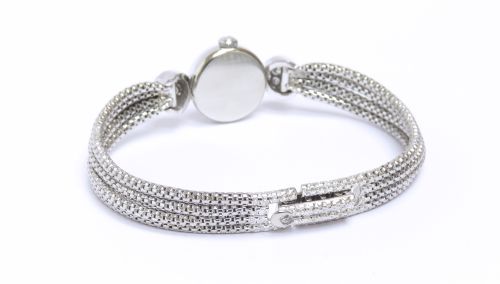 fig 7. Mint With Original Box Omega Solid 18ct 18k White Gold and Diamond Sapphette Ladies Cocktail Watch c1962