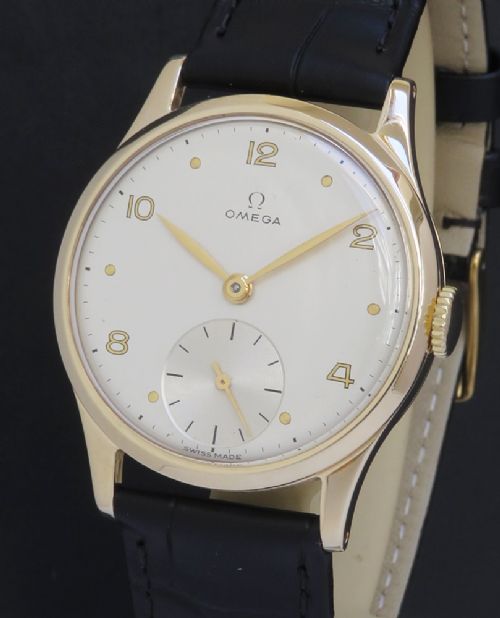 fig 2. Near Mint Original Solid 9ct Gold Omega 30T2 Mens Vintage Watch c1948-49