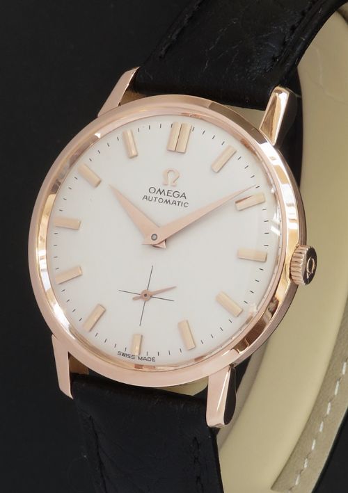 fig 1. Rare Solid 18ct Rose Gold Omega Tresor Automatic c1959