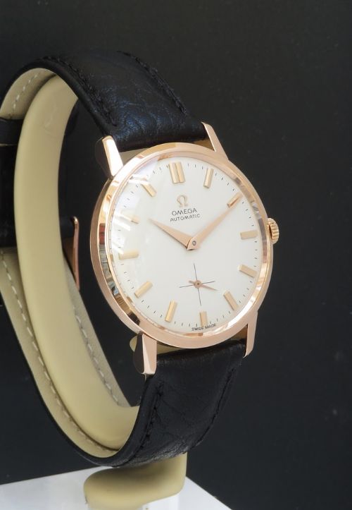 fig 2. Rare Solid 18ct Rose Gold Omega Tresor Automatic c1959