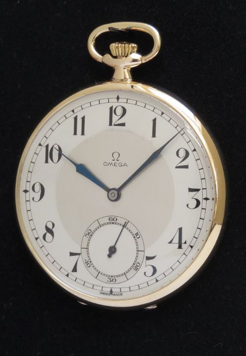 fig 1. Beautiful Solid 9ct Gold Omega Art Deco Pocket Watch c1938