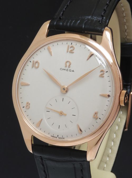 fig 1. Solid 18ct Rose Gold Omega Tresor Jumbo c1950