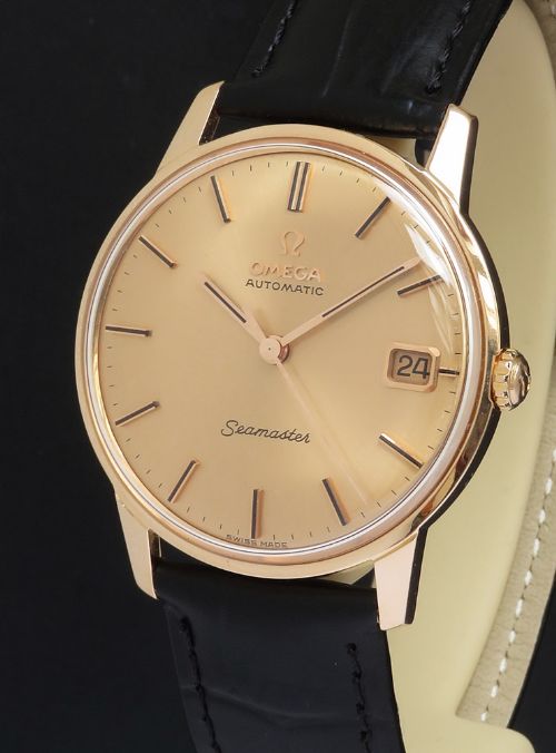 fig 1. Very Rare Solid 18ct Rose Gold Omega Seamaster Deluxe c1966