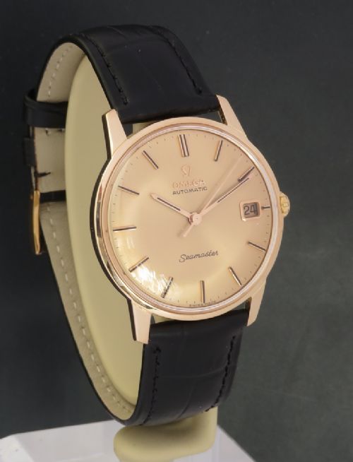 fig 2. Very Rare Solid 18ct Rose Gold Omega Seamaster Deluxe c1966