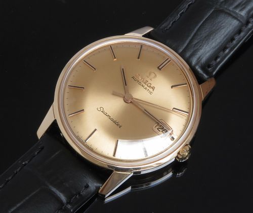 fig 5. Very Rare Solid 18ct Rose Gold Omega Seamaster Deluxe c1966