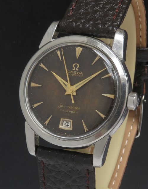 fig 1. Extremely Rare Omega Seamaster Bumper Calendar Tropical Vintage Watch c1955