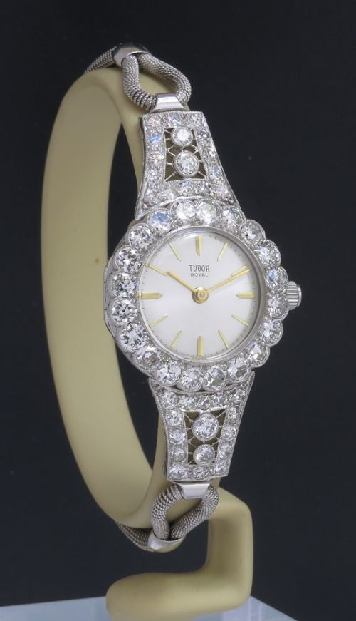 fig 1. Stunning Tudor Royal Platinum and Diamond Ladies Art Deco Cocktail Watch c1934