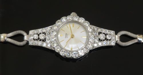 fig 2. Stunning Tudor Royal Platinum and Diamond Ladies Art Deco Cocktail Watch c1934
