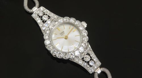 fig 3. Stunning Tudor Royal Platinum and Diamond Ladies Art Deco Cocktail Watch c1934
