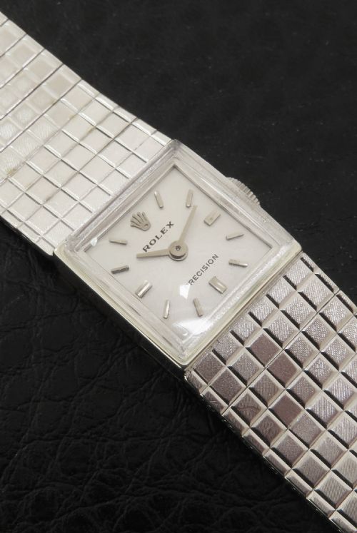 Solid 9ct White Gold Rolex Precision Ladies Cocktail Watch C1960