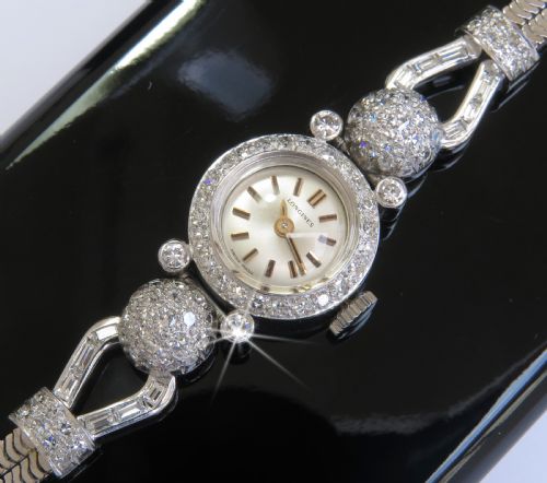 Stunning Solid 18ct White Gold and Diamond Longines Ladies Watch C1968