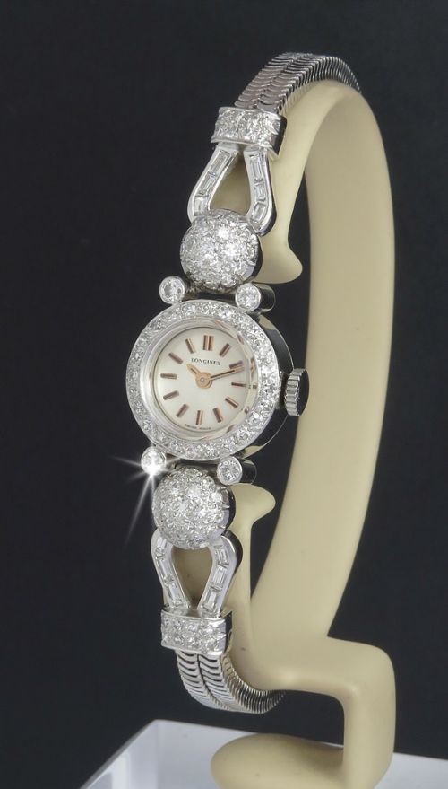 fig 1. Stunning solid 18ct white gold and diamond Longines Ladies Watch c1968
