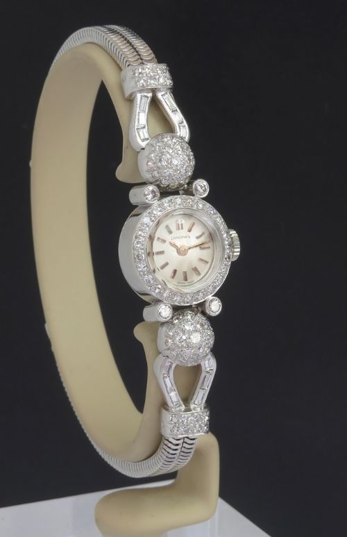 fig 3. Stunning solid 18ct white gold and diamond Longines Ladies Watch c1968
