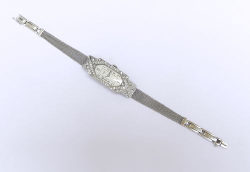 fig 2. Beautiful Benson Platinum and Diamond Ladies Art Deco Cocktail Watch c1930