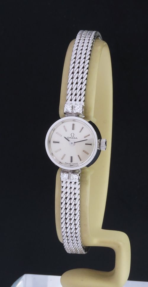 fig 2. Solid 18ct White Gold and Diamond Omega Ladies Cocktail Watch c1967