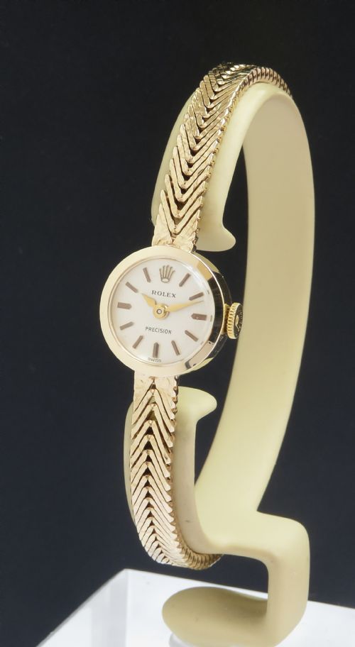 Mint Original Solid 9ct Gold Rolex Precision Ladies Cocktail Watch with Boxes and Paperwork C1969