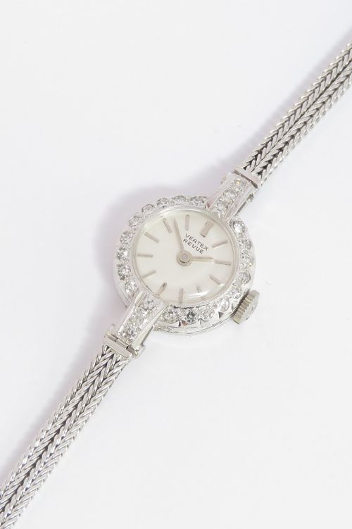 fig 4. Solid 18ct White Gold and Diamond Vertex Revue Ladies Cocktail Watch c1967