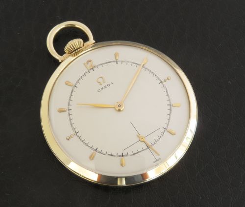 Stunning Solid 14ct Gold Omega Art Deco Pocket Watch C1947