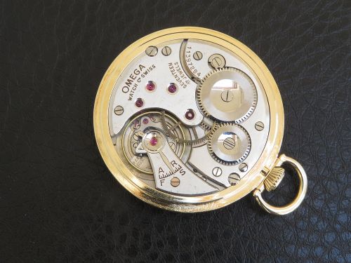 fig 5. Stunning Solid 14ct Gold Omega Art Deco Pocket Watch c1947
