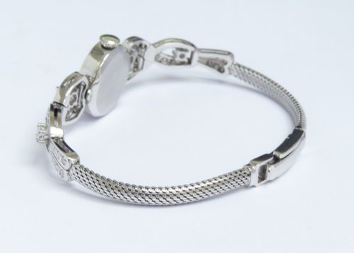 fig 7. Exquisite Baume and Mercier Eszeha 14ct White Gold and Diamond Cocktail Watch c1960