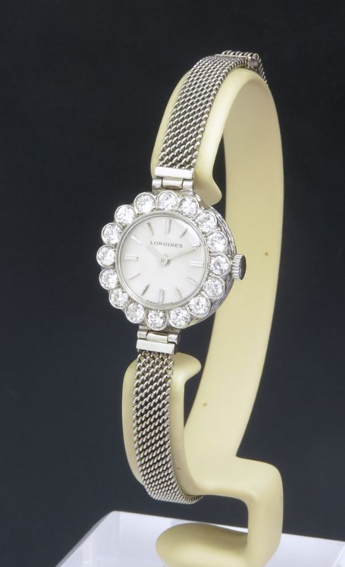 fig 1. Wonderful Longines Platinum and Diamond Art Deco Ladies Cocktail Watch c1930