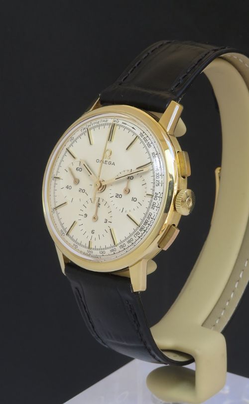 fig 1. Solid 18ct Gold Omega Chronograph Calibre 321 With Both Inner and Outer Boxes c1965-66