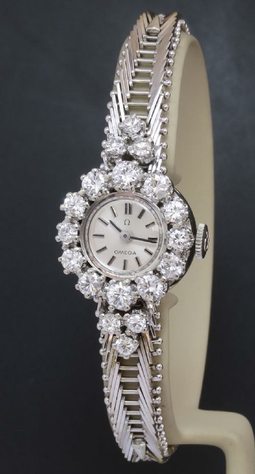 18ct White Gold and Diamond Omega Cocktail Watch C1967