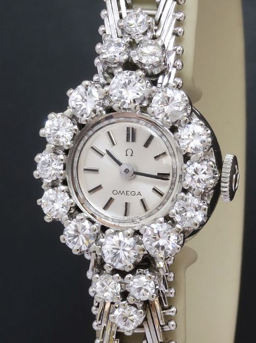 fig 1. 18ct White Gold And Diamond Omega Cocktail Watch c1967