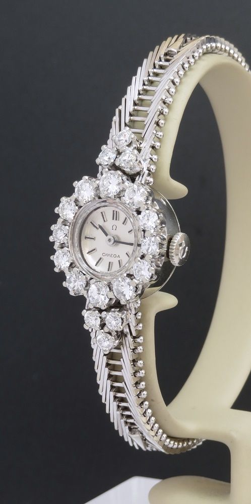 fig 2. 18ct White Gold And Diamond Omega Cocktail Watch c1967