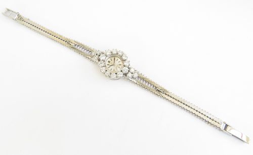 fig 4. 18ct White Gold And Diamond Omega Cocktail Watch c1967
