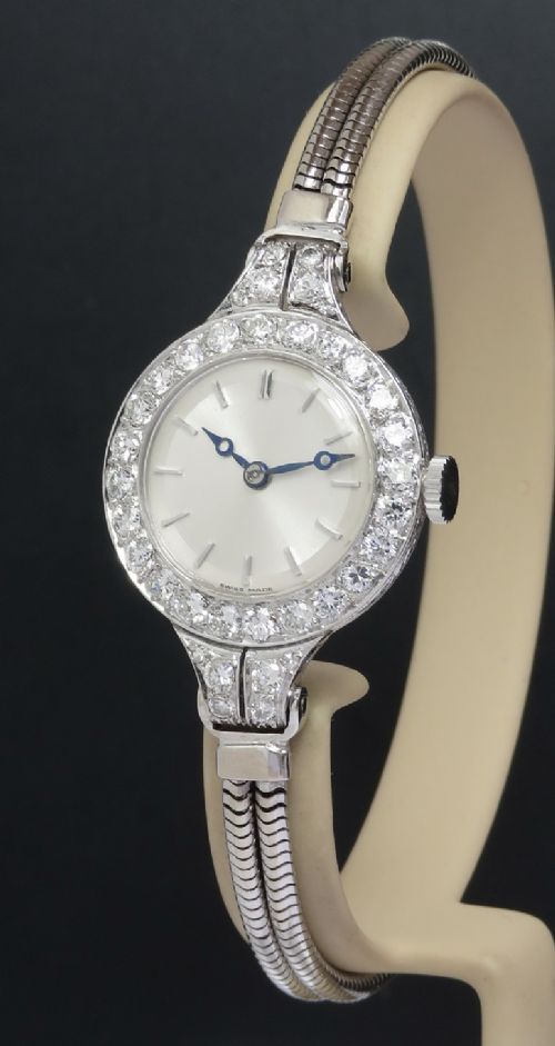 Platinum and Diamond Ladies Cocktail Watch by Vertex C1954