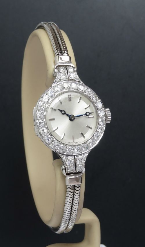 fig 2. Platinum and Diamond Ladies Cocktail Watch by Vertex c1954
