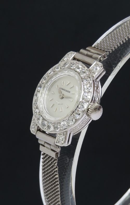 fig 1. Longines Platinum And Diamond Ladies Cocktail Watch c1950