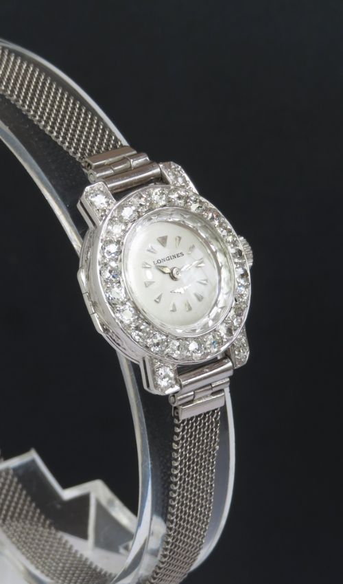 fig 3. Longines Platinum And Diamond Ladies Cocktail Watch c1950