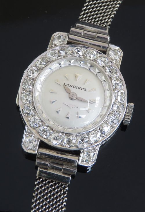 fig 4. Longines Platinum And Diamond Ladies Cocktail Watch c1950